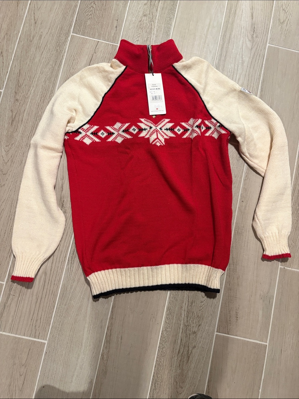 Dale of Norway Sochi Feminine SportRed Cream Nordic Half-Zip Women's Sweater NWT